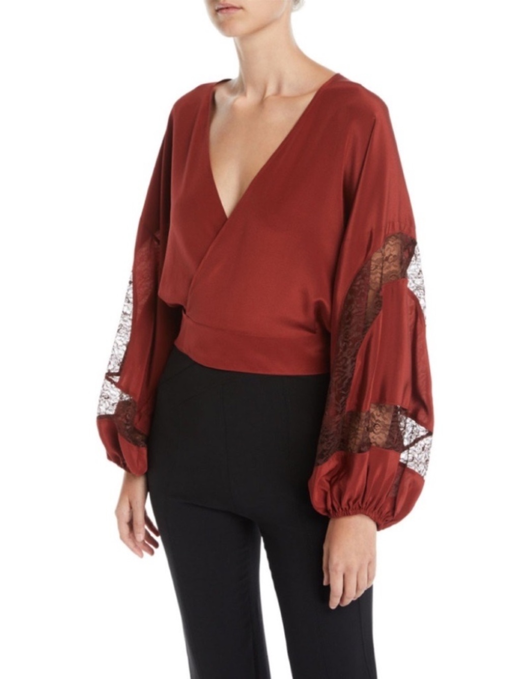 NWT Elizabeth and James Talia Silk Wrap - Rust Red XS